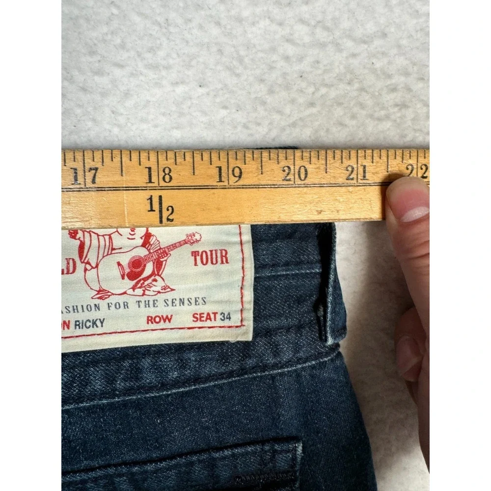 Vintage True Religion Jeans Mens 38 Fits 40x33.5 Blue Denim Straight Leg RICKY